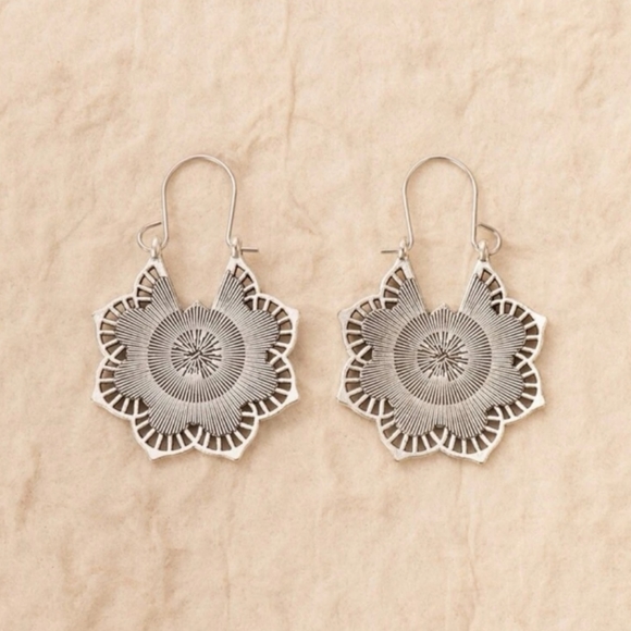 Boho Silver Mandala Earrings! - Picture 3 of 6